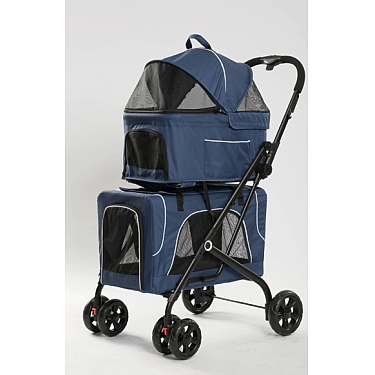 Tommy Çift Katlı Evcil Hayvan Arabası Mavi 66*50* 98cm Max 30kg