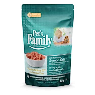 Pets Famıly Pouch Kısırlaşt. Kedi Somonlu Jöle 85g