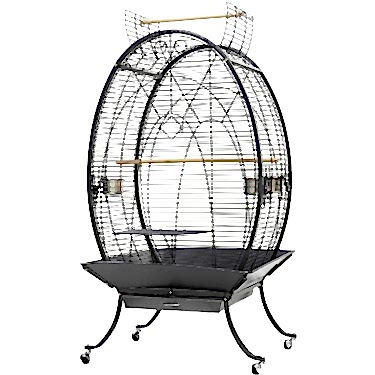 Dayang Oval Papağan Kafesi Ayaklı Siyah 89x60x159