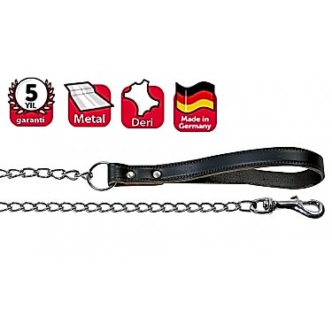 Karlıe Deri Saplı Zincir Uzatma 100cm/3mm Siyah