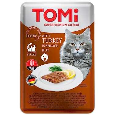 Tomi Kedi Hindi & Ispanak Tahılsız Pouch Mama 100gr