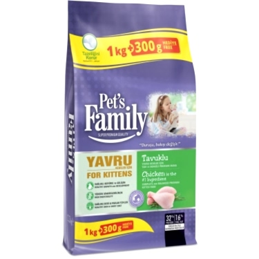 Pets Family Tavuklu Yavru Kedi Maması 1000+300 G
