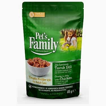 Pets Famıly Pouch Yetişkin Kedi Tavuklu Jöleli 85g