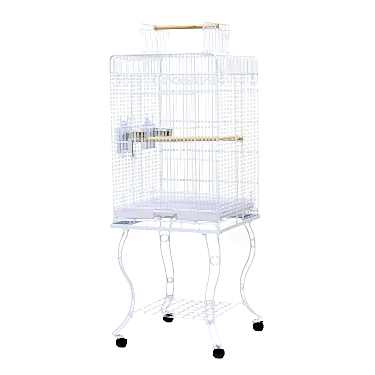 Dayang Ayaklı Papağan Kafesi Beyaz 54x54x134