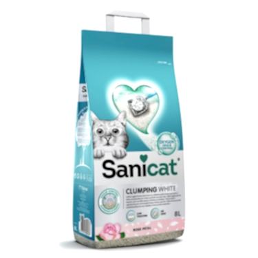 Sanicat Clumping White Gül Kokulu Kedi Kumu 8l
