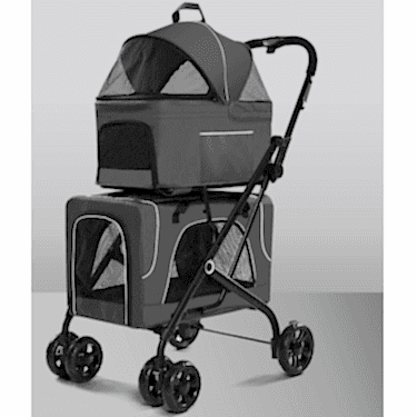 Tommy Çift Katlı Evcil Hayvan Arabası Gri 66*50* 98cm Max 30kg